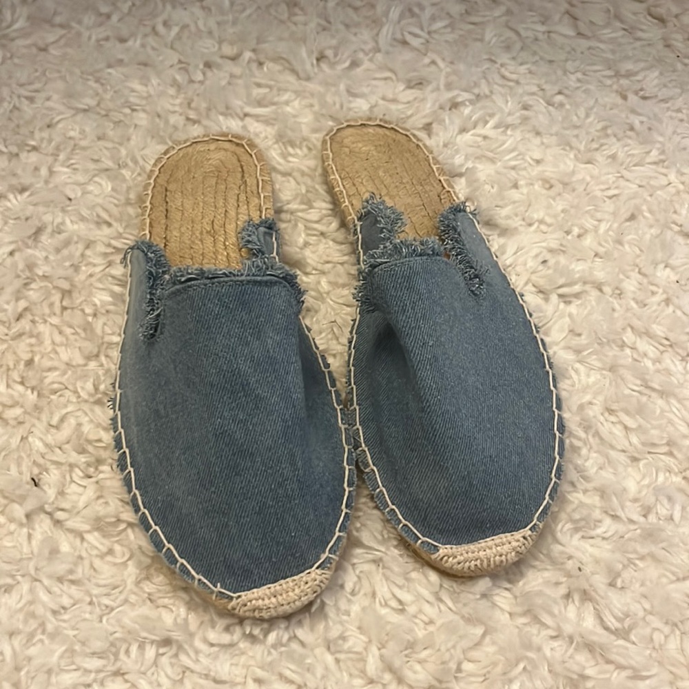 Denim Espadrille Slides